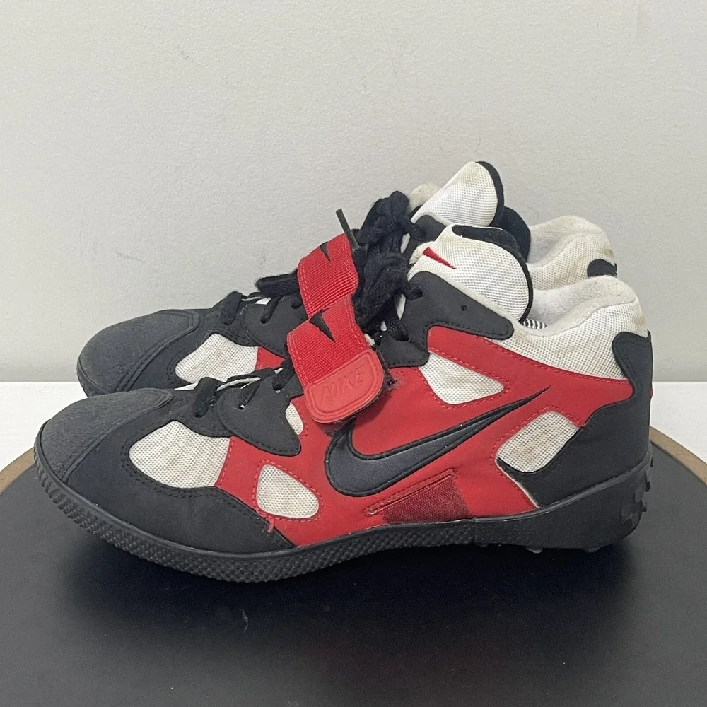 Vintage Nike Hammer Throwing Shoes Track Field‎ Spikes Red Black Size US 9.5